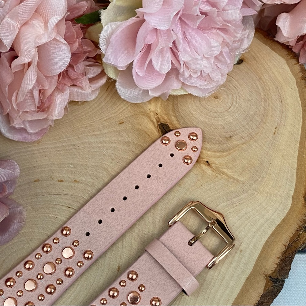 Pink Studded Leather Punk Rock Apple Watchband - Picture 10 of 15